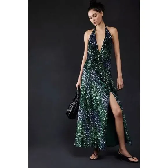 slim fit dress slacks Tight Long Prom Dress with Back Drape Kelly / Large